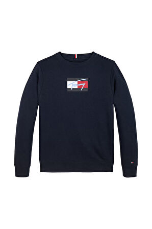 Erkek Çocuk Bisiklet Yaka Grafik Baskılı Sweatshirt - Lacivert | 8 Yaş