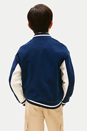 Erkek Çocuk Kolej Yaka Renk Bloklu Sweatshirt Ceket - Lacivert | 8 Yaş