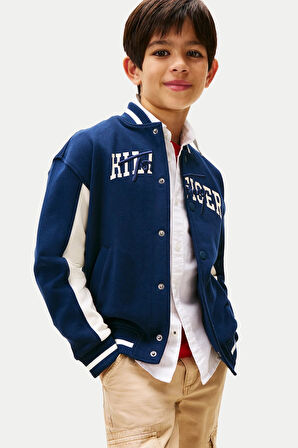 Erkek Çocuk Kolej Yaka Renk Bloklu Sweatshirt Ceket - Lacivert | 16 Yaş