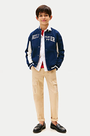 Erkek Çocuk Kolej Yaka Renk Bloklu Sweatshirt Ceket - Lacivert | 16 Yaş