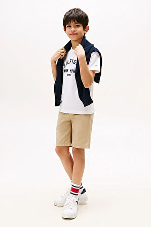 Erkek Çocuk Bisiklet Yaka Yazı Baskılı T-Shirt - Beyaz | 7 Yaş