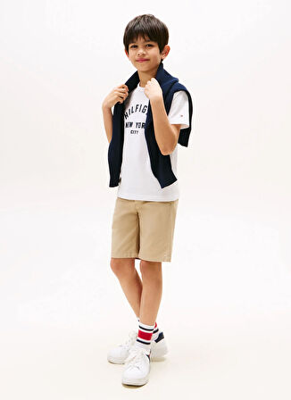 Tommy Hilfiger Baskılı Beyaz Erkek Çocuk T-Shirt KB0KB09800YBR