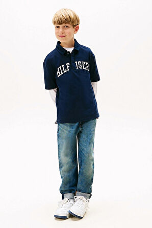 Erkek Çocuk Grafik Baskılı Polo Yaka T-Shirt - Lacivert | 12 Yaş