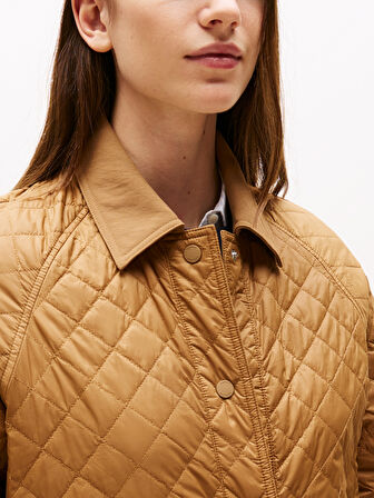 PADDED NYLON REG QUILTED COAT Kadın Kahverengi Parka - WW0WW46448