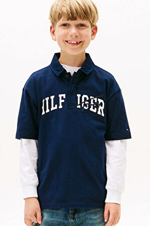 Erkek Çocuk Grafik Baskılı Polo Yaka T-Shirt - Lacivert | 16 Yaş