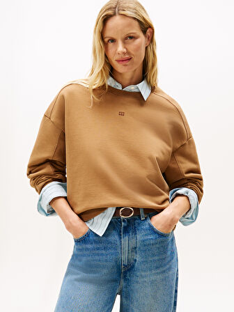 TONAL FLAG MDRN TERRY SWTSHRT Kadın Kahverengi Sweatshirt - WW0WW45754