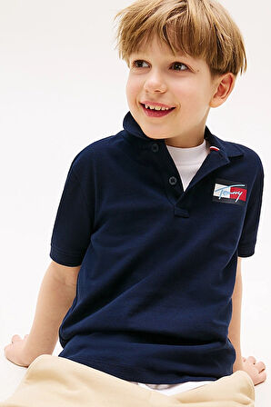 Erkek Çocuk Göğsü Armalı Polo Yaka T-Shirt - Lacivert | 16 Yaş