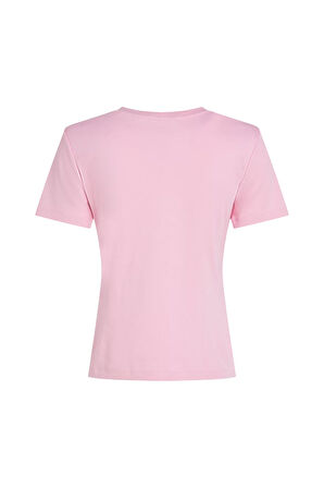 Kadın Slim Cody Açık Bisiklet Yaka Kısa Kollu T-Shirt - Pembe  | S