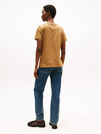 TONAL FLAG REG C-NK SS TEE Kadın Kahverengi T-Shirt - WW0WW45626