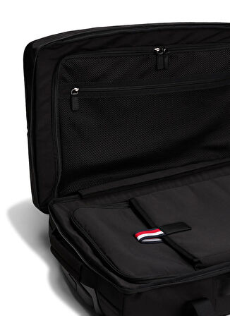 Tommy Hilfiger Siyah Çekçekli Kumaş Valiz TH NYLON TRAVEL SOFT TROLLEY