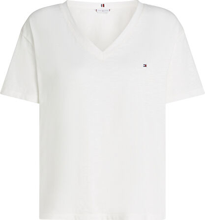 SLUB MDRN V-NK SS T-SHIRT Kadın Beyaz T-Shirt - WW0WW43901