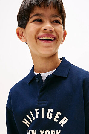 Erkek Çocuk Polo Yaka Grafik Baskılı Sweatshirt - Lacivert | 7 Yaş