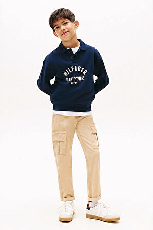 Erkek Çocuk Polo Yaka Grafik Baskılı Sweatshirt - Lacivert | 10 Yaş