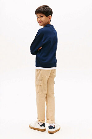 Erkek Çocuk Polo Yaka Grafik Baskılı Sweatshirt - Lacivert | 10 Yaş