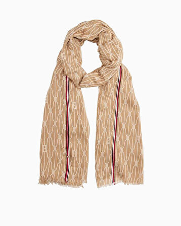 Tommy Hilfiger Şerit Detaylı Kadın Şal | STD