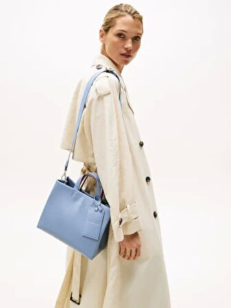 Tommy Hilfiger TH ESTABLISHED MED SHOPPER Kadın Mavi Çanta AW0AW17508C2B