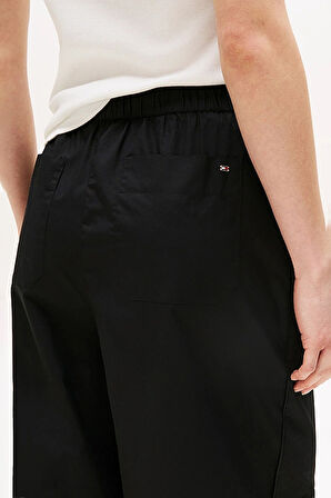 Kadın Beli Lastikli Geniş Paça Pantolon - Siyah | 44