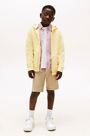 Erkek Çocuk Tonal Logo Fermuarlı Kapüşonlu Sweatshirt - Sarı | 7 Yaş