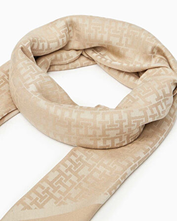 Tommy Hilfiger Monogrom Logolu Kare Kadın Şal | STD