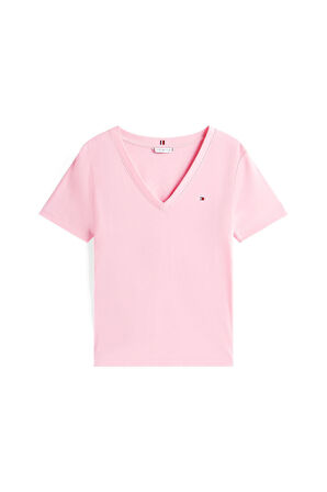 Kadın Slim Cody V-Yaka Kısa Kollu T-Shirt - Pembe | S
