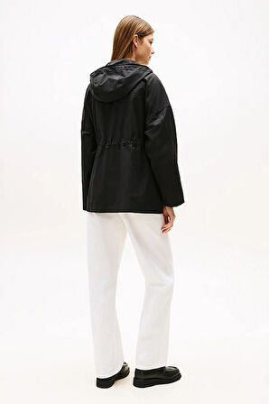 Kadın Kapüşonlu Beli Büzgülü Parka - Siyah | M