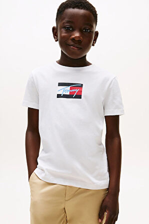 Erkek Çocuk Bisiklet Yaka Grafik Baskılı T-Shirt - Beyaz | 10 Yaş