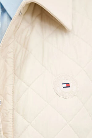 Kadın Slim Fit Kapitone Gömlek Yaka Yelek - Krem | M