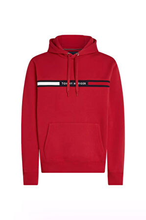Erkek Th Chest Logo Drawstring Sweatshirt - Kırmızı | L