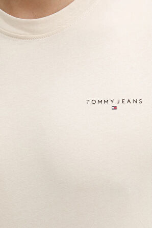 TJM SLIM LINEAR CHEST TEE EXT Erkek Bej T-Shirt - DM0DM21780