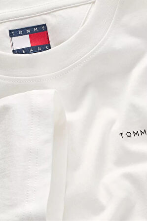 Erkek Slim Fit Minimal Logo T-Shirt - Ekru | XL