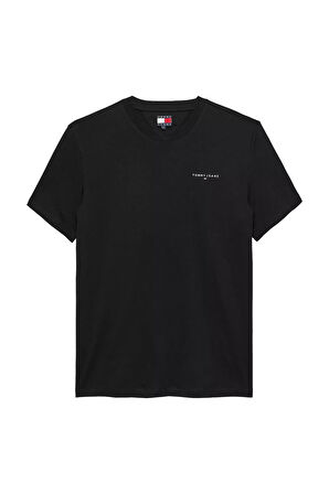 Erkek Slim Fit Minimal Logo T-Shirt - Siyah | L