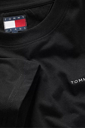 Erkek Slim Fit Minimal Logo T-Shirt - Siyah | L