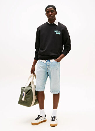 Tommy Jeans Bisiklet Yaka Siyah Erkek Sweatshırt DM0DM21640BDS TJM REG STACK CREW EX