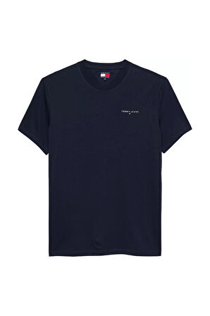 Erkek Slim Fit Minimal Logo T-Shirt - Lacivert | S