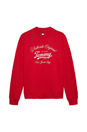  Kadın Essential Logo Regular Bisiklet Yaka Sweatshirt - Kırmızı | L