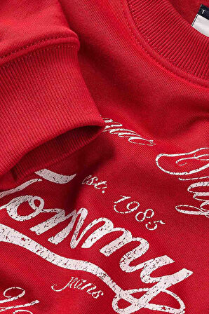  Kadın Essential Logo Regular Bisiklet Yaka Sweatshirt - Kırmızı | L