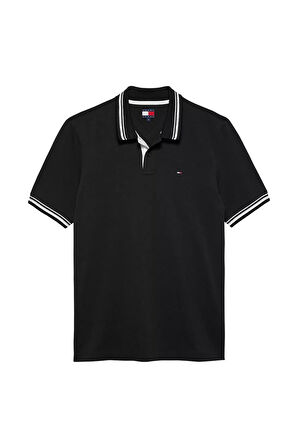 Erkek Tipped Polo Yaka T-Shirt - Siyah | M