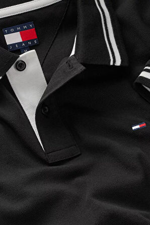 Erkek Tipped Polo Yaka T-Shirt - Siyah | M
