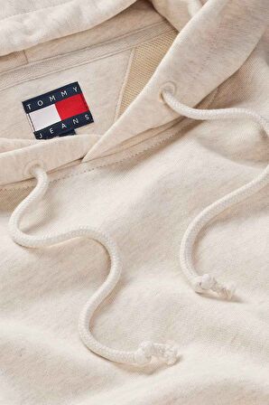 Erkek Cropped Fit Kapüşonlu Kol Baskılı Sweatshirt - Bej | M