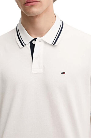 Erkek Regular Fit Yaka ve Kol Ucu Çizgili Polo T-Shirt - Ekru | S