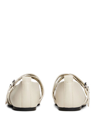 Tommy Hilfiger Deri Ekru Kadın Babet EN0EN02868