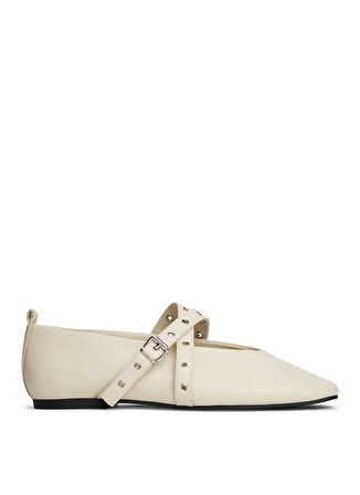 Tommy Hilfiger Deri Ekru Kadın Babet EN0EN02868