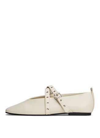 Tommy Hilfiger Deri Ekru Kadın Babet EN0EN02868