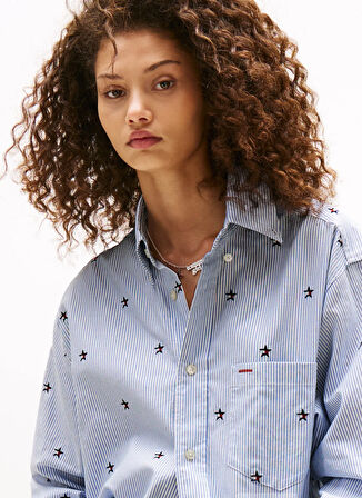 Tommy Jeans Standart Gömlek Yaka Düz Çok Renkli Kadın Gömlek DN0DN00074099