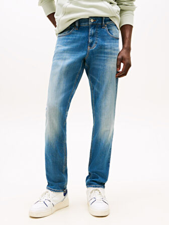 TOMMY HILFIGER Erkek Marka Logolu Çift Cep Şık Görünüşlü Günlük Kullanıma Uygun Mavi Denim Jeans DM0DM21197 1BK