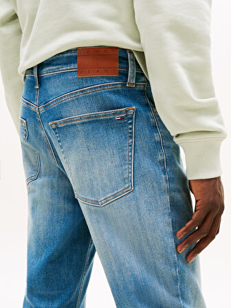 TOMMY HILFIGER Erkek Marka Logolu Çift Cep Şık Görünüşlü Günlük Kullanıma Uygun Mavi Denim Jeans DM0DM21197 1BK