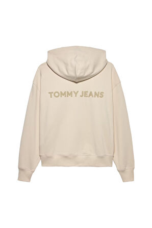 Erkek Cropped Fit Kapüşonlu Fermuarlı Sweatshirt - Krem | L