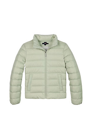 Unisex Çocuk Dik Yaka Hafif Şişme Mont - Açık Yeşil | 8 Yaş