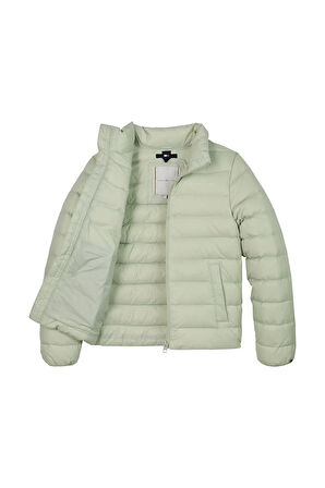 Unisex Çocuk Dik Yaka Hafif Şişme Mont - Açık Yeşil | 8 Yaş