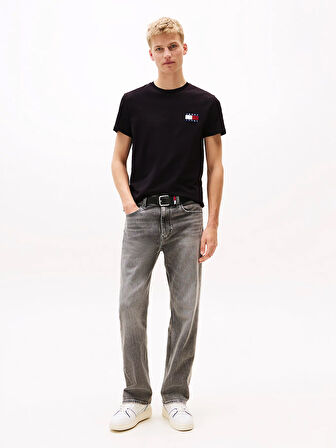 TOMMY HILFIGER Erkek Marka Logolu Pamuklu Günlük Kullanıma Uygun Siyah-Beyaz T-Shirt DM0DM22143 0XM